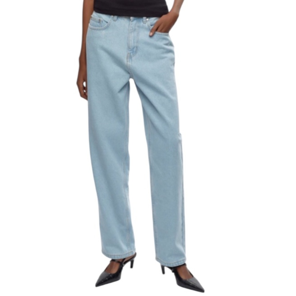Kotn High Rise Cotton Blend Light Blue Denim Straight Leg Jeans Size 27